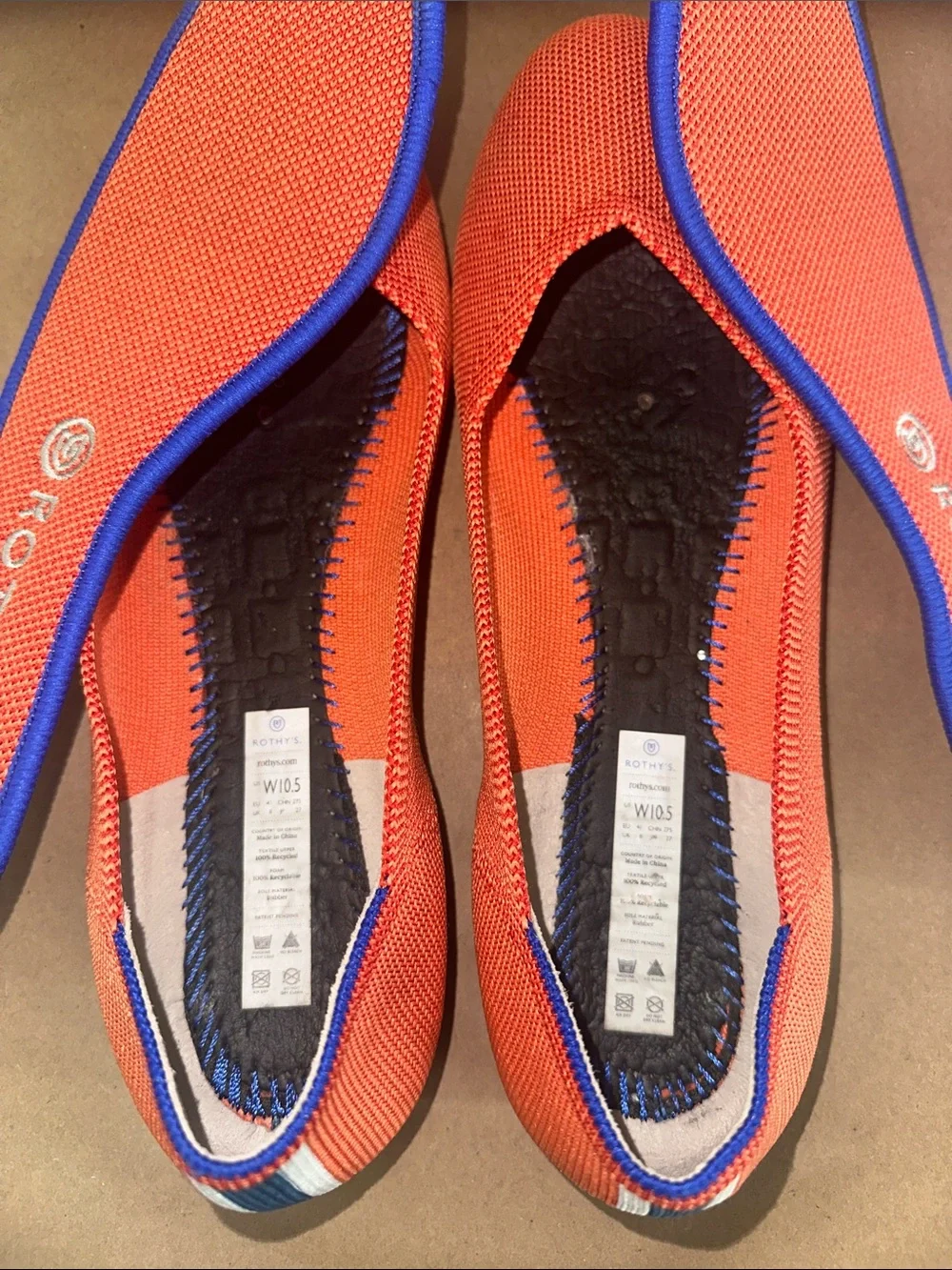 Rothy’s Orange Persimmon Marina Heel Ballet Flats Women’s 10.5
